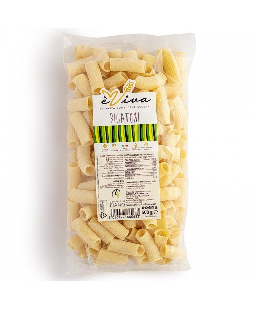 Rigatoni | Handgemachte Bronze-gezogene Pasta mit Weizenkeimen 500g – Langsame Trocknung – Italienischer Weizen – èViva