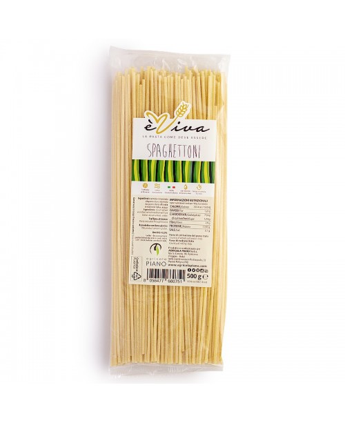 Spaghettoni | Artisan Bronze-Drawn Pasta 500g, Slow Low-Temperature Drying, 100% Italian Wheat, With Wheat Germ – èViva