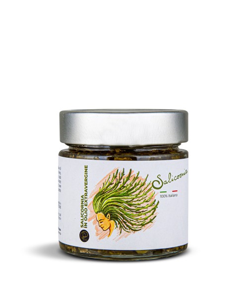 Queller/Meerespargel in Öl | Queller in Prämiertem Nativem Olivenöl extra 212 ml, 100% Italienisch, Altes Rezept, Verzehrfertig