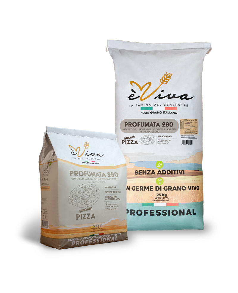 Profumata 290 | Farina Grano Tenero tipo 1 Forte, Farina per Pizza, 100% Italiana, No Pesticidi, No Additivi, Con Germe