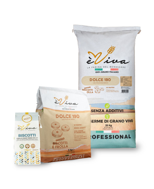 Dolce 190 | Farina di Grano Tenero Tipo 0 – Grano Italiano, No Pesticidi, Senza Additivi, Con Germe di grano vivo